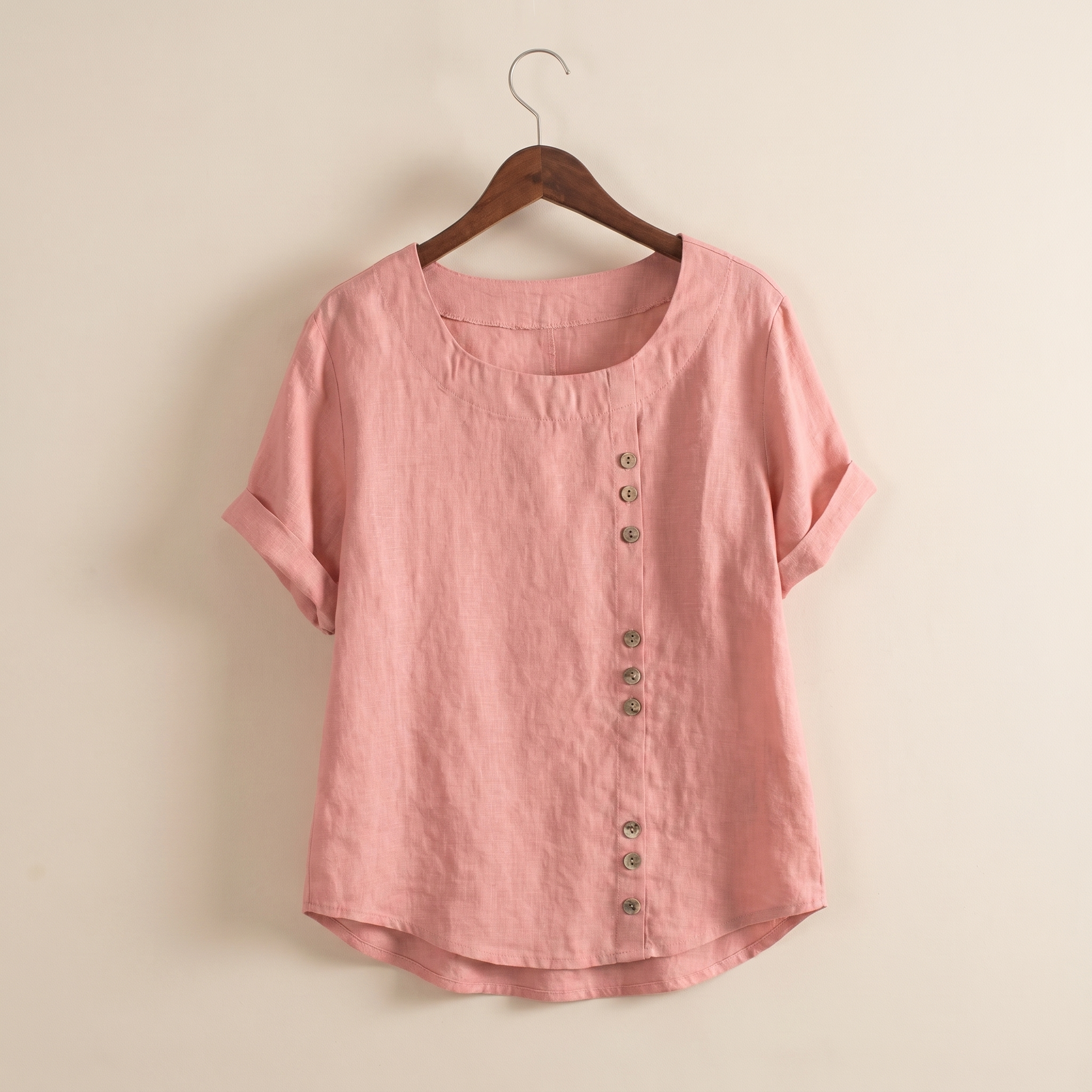 Asymmetrical Button Tunic Top