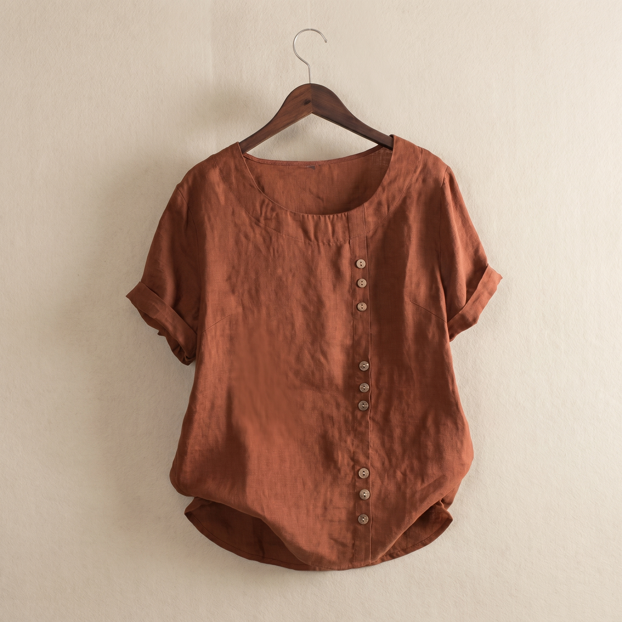 Asymmetrical Button Tunic Top