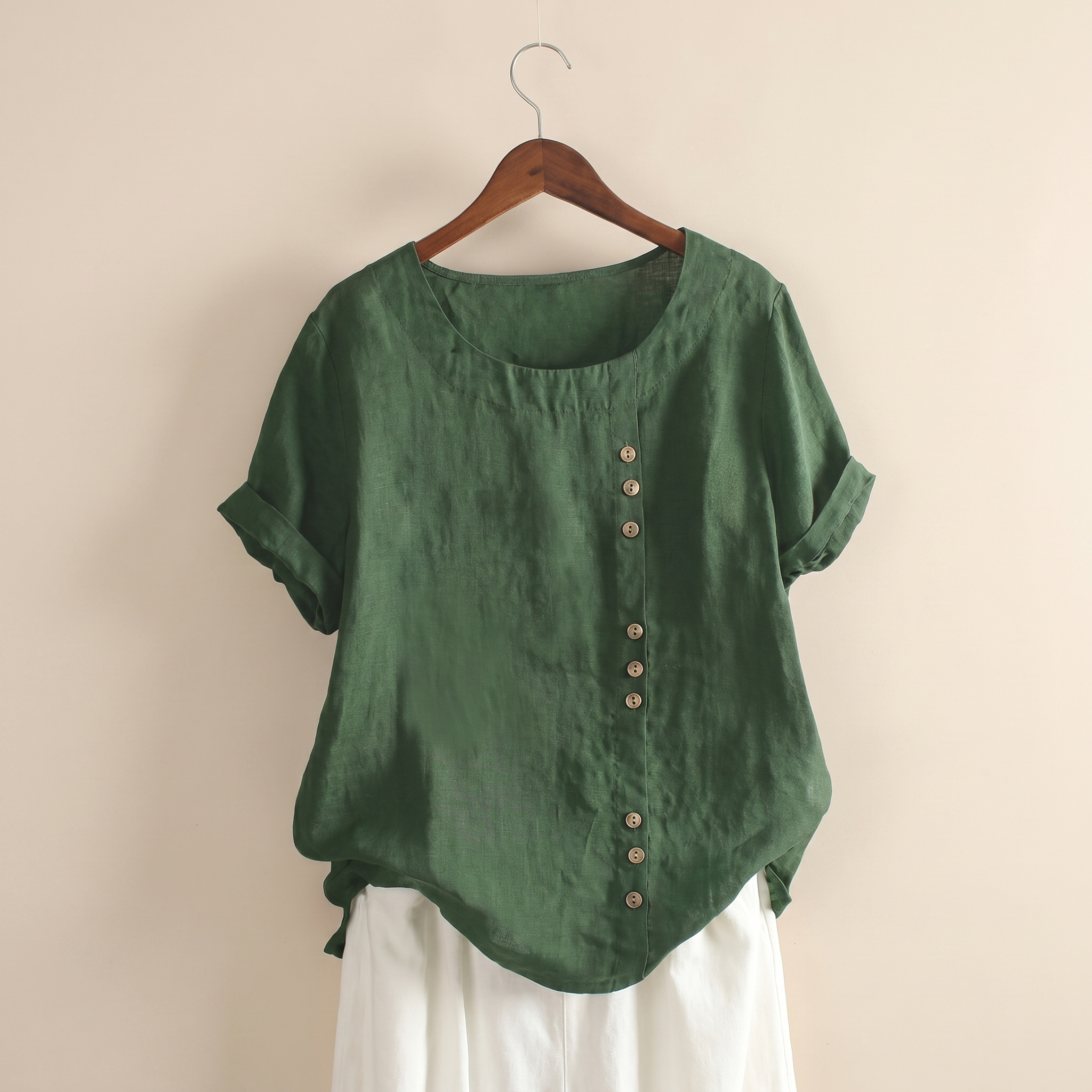 Asymmetrical Button Tunic Top