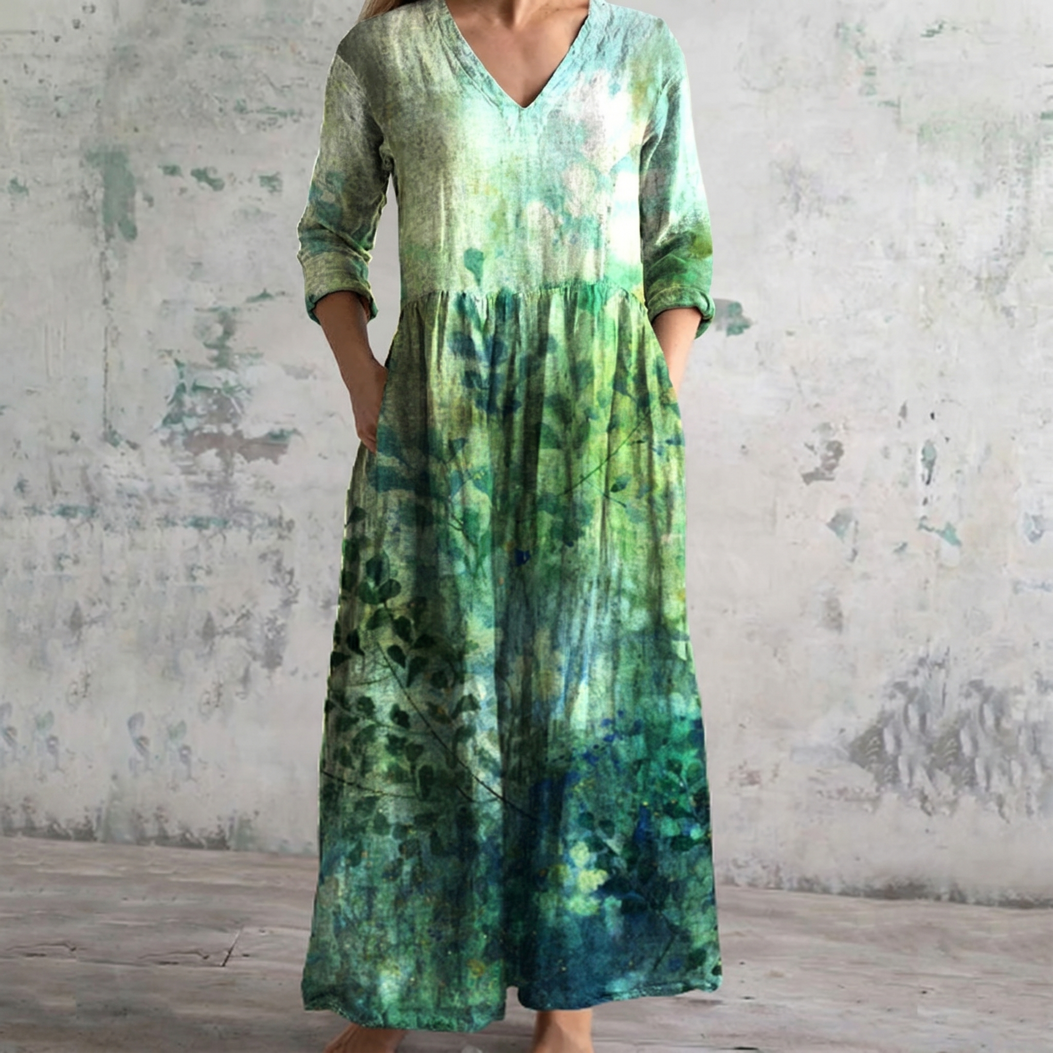 Breathable Comfort Floral Print Maxi Dress