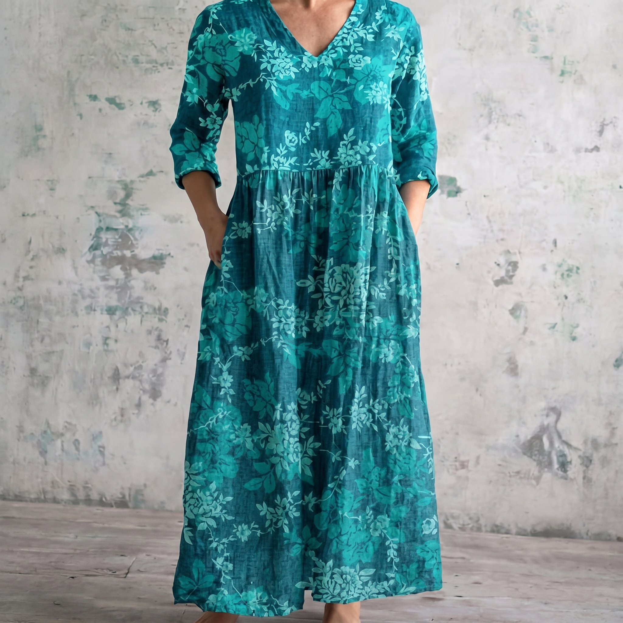 Breathable Comfort Floral Print Maxi Dress