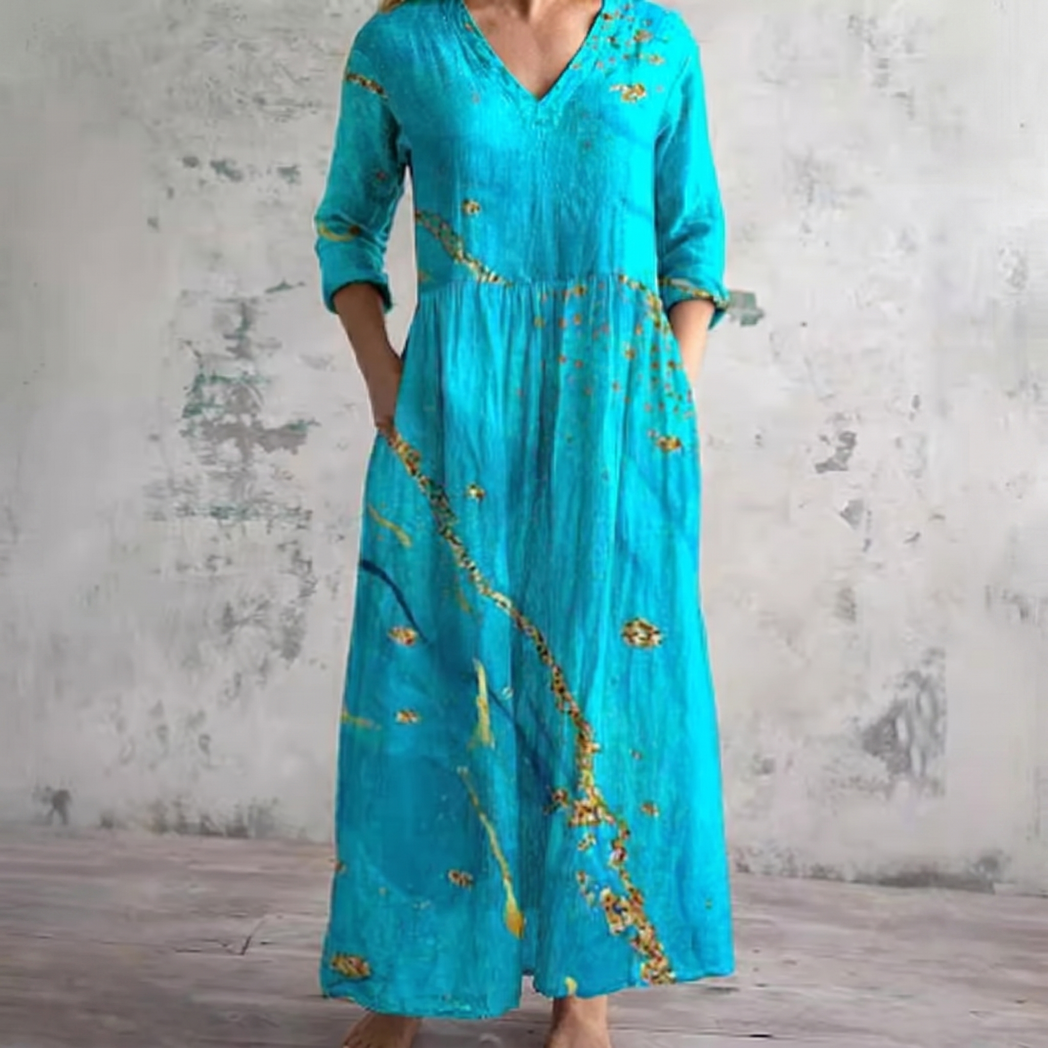 Breathable Comfort Floral Print Maxi Dress
