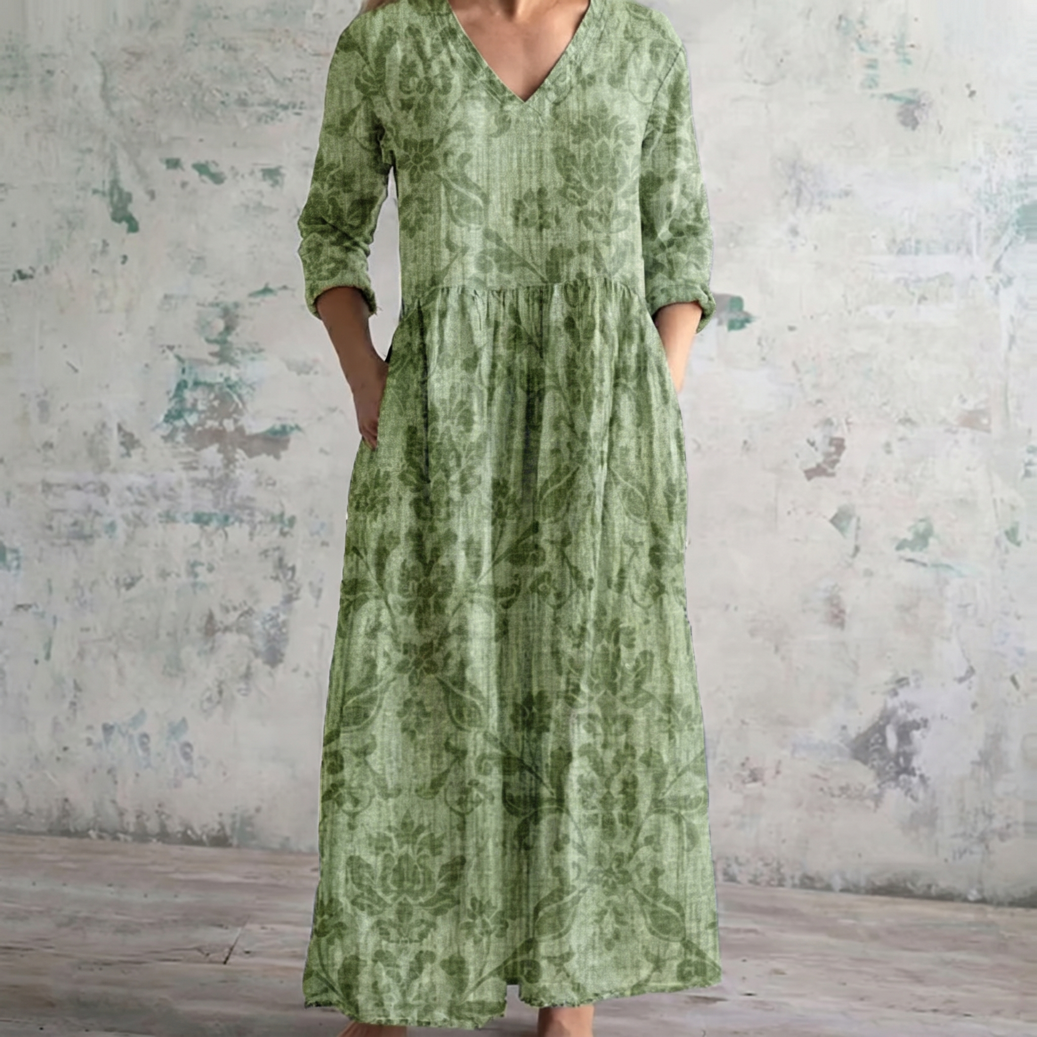 Breathable Comfort Floral Print Maxi Dress