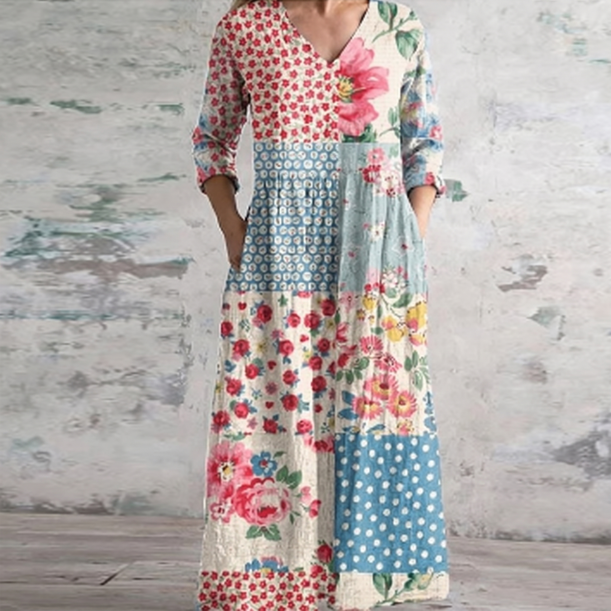 Breathable Comfort Floral Print Maxi Dress