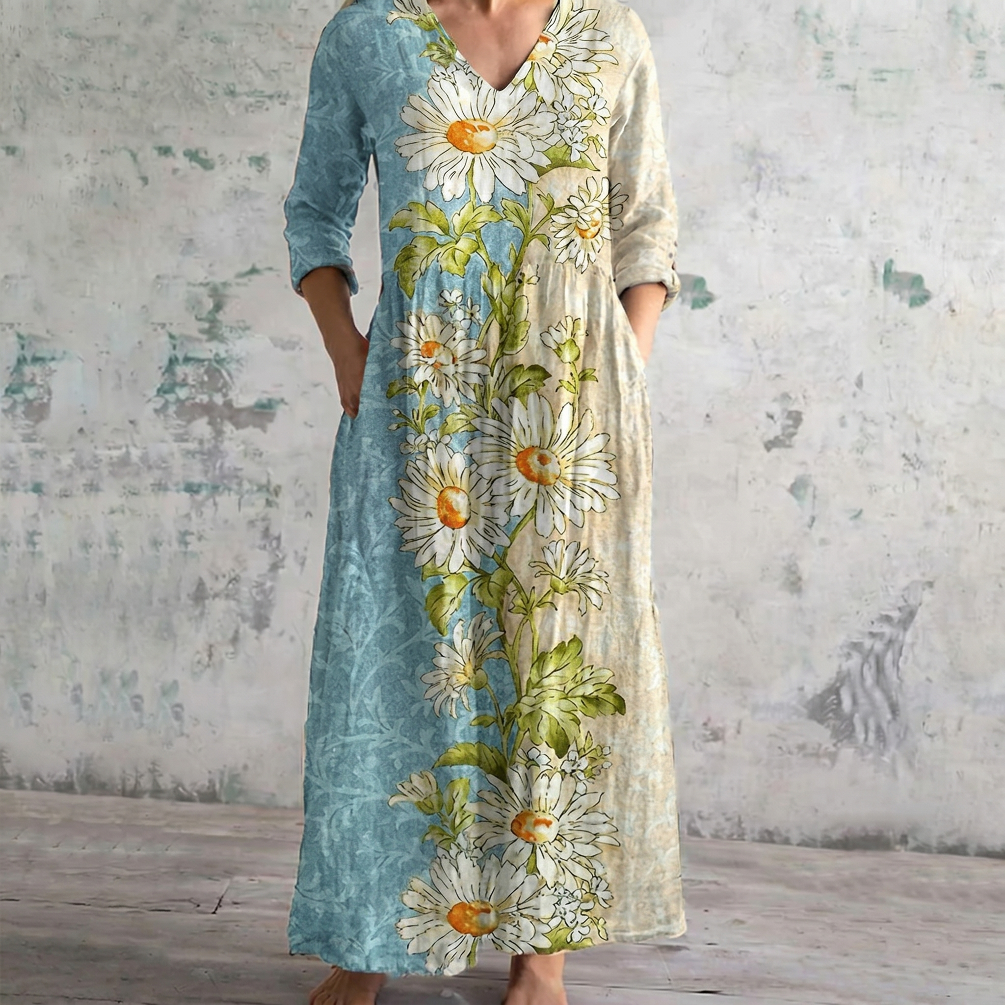 Breathable Comfort Floral Print Maxi Dress