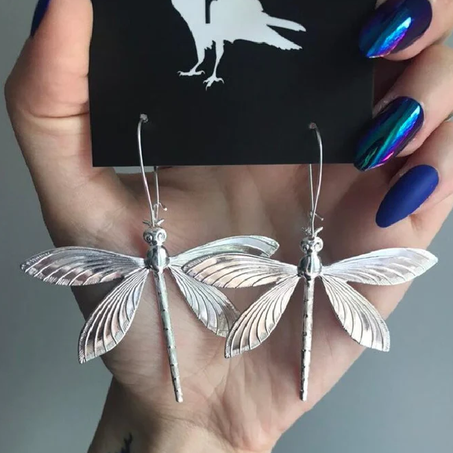 Vintage Silver tone Dragonfly Earrings