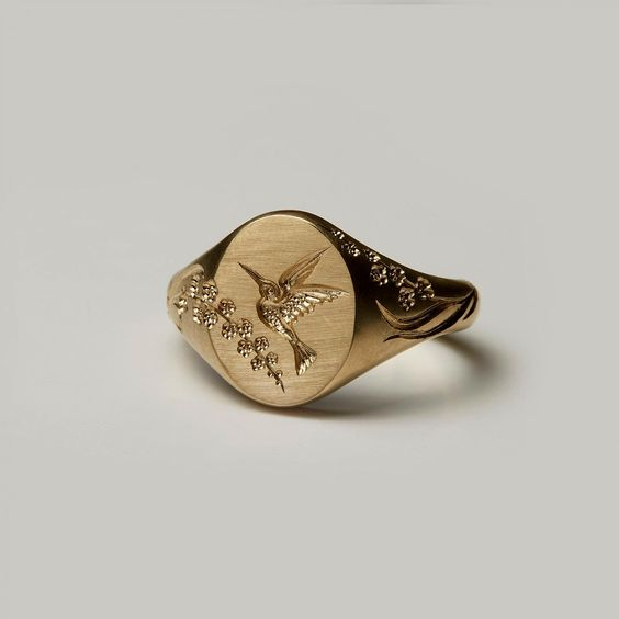 Vintage Hummingbird Seal Ring