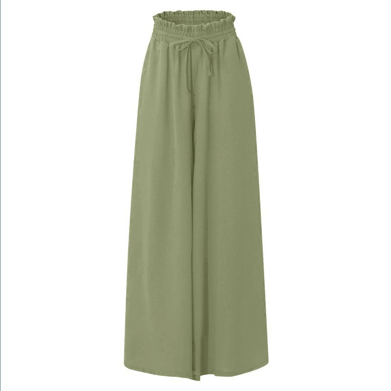 Casual High-Waist Drawstring Flowy Palazzo Pants