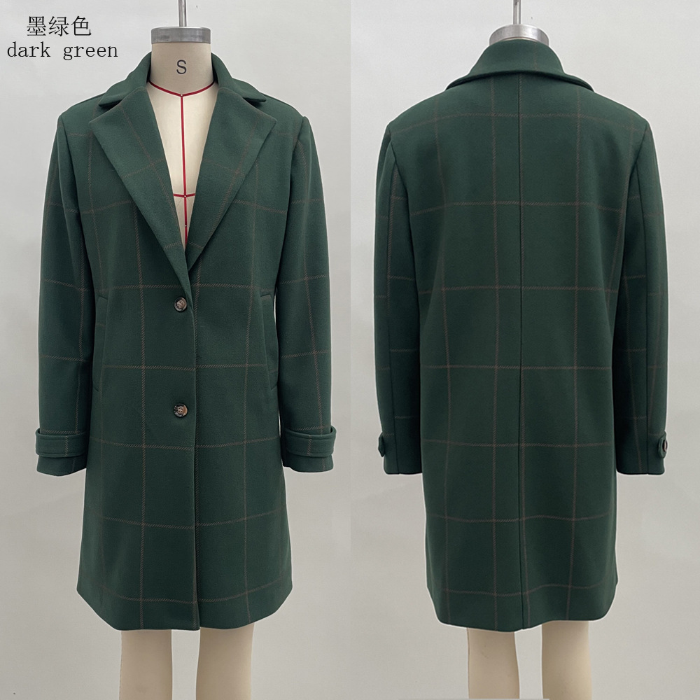 Sophisticated Windowpane Plaid Wool Coat