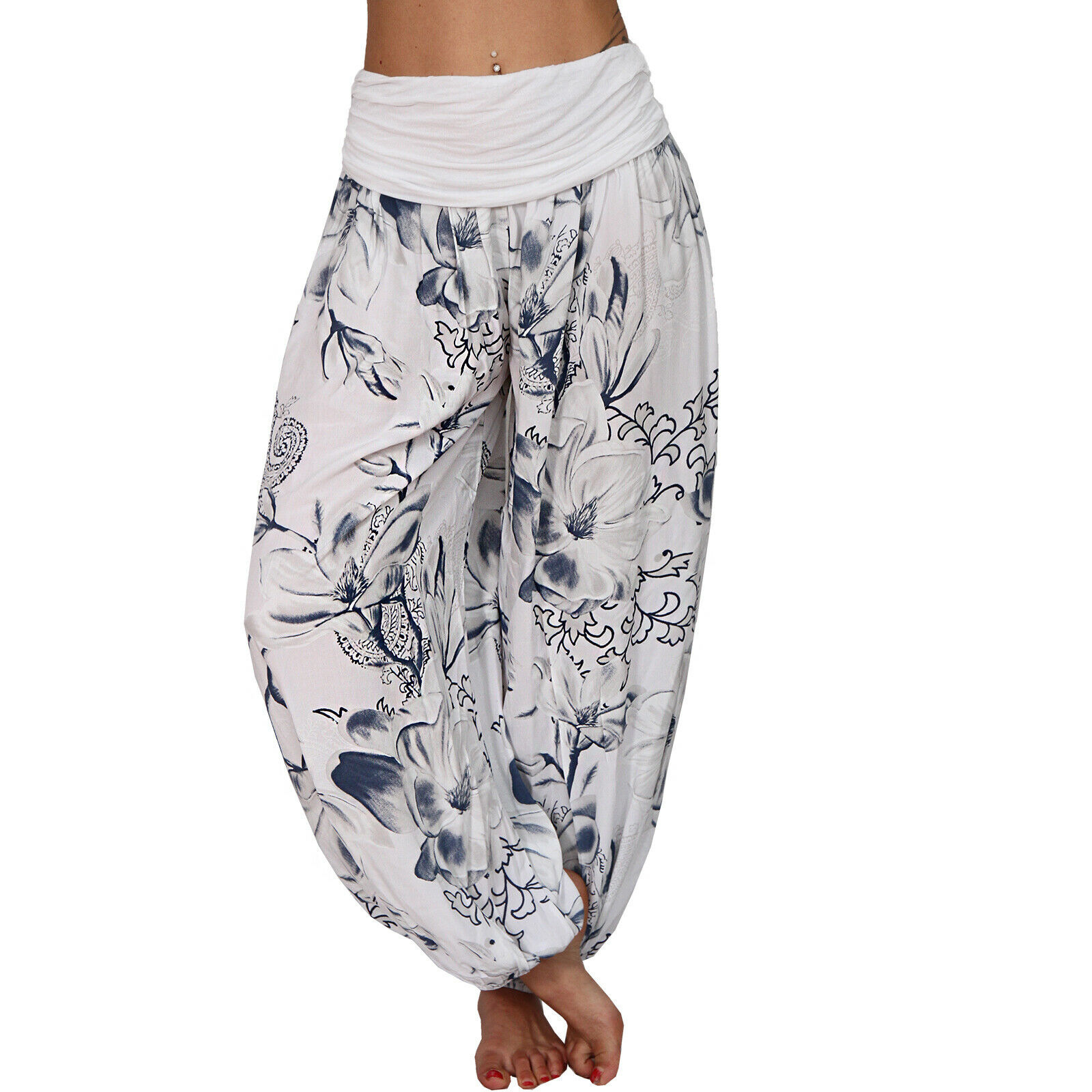 Elegant Floral Smocked Harem Pants