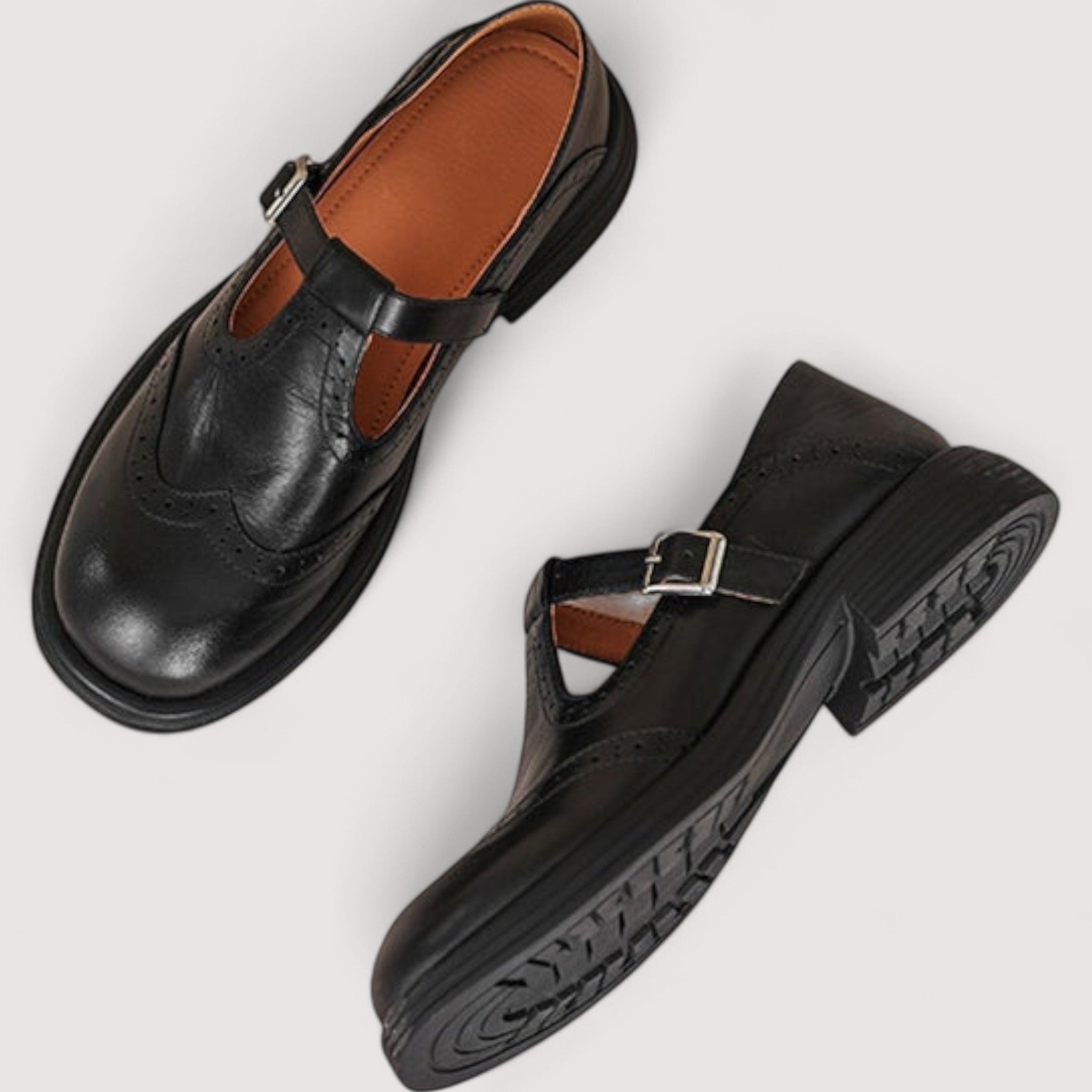 BrogueT™ | Women's Vintage T-Bar Leather Loafers