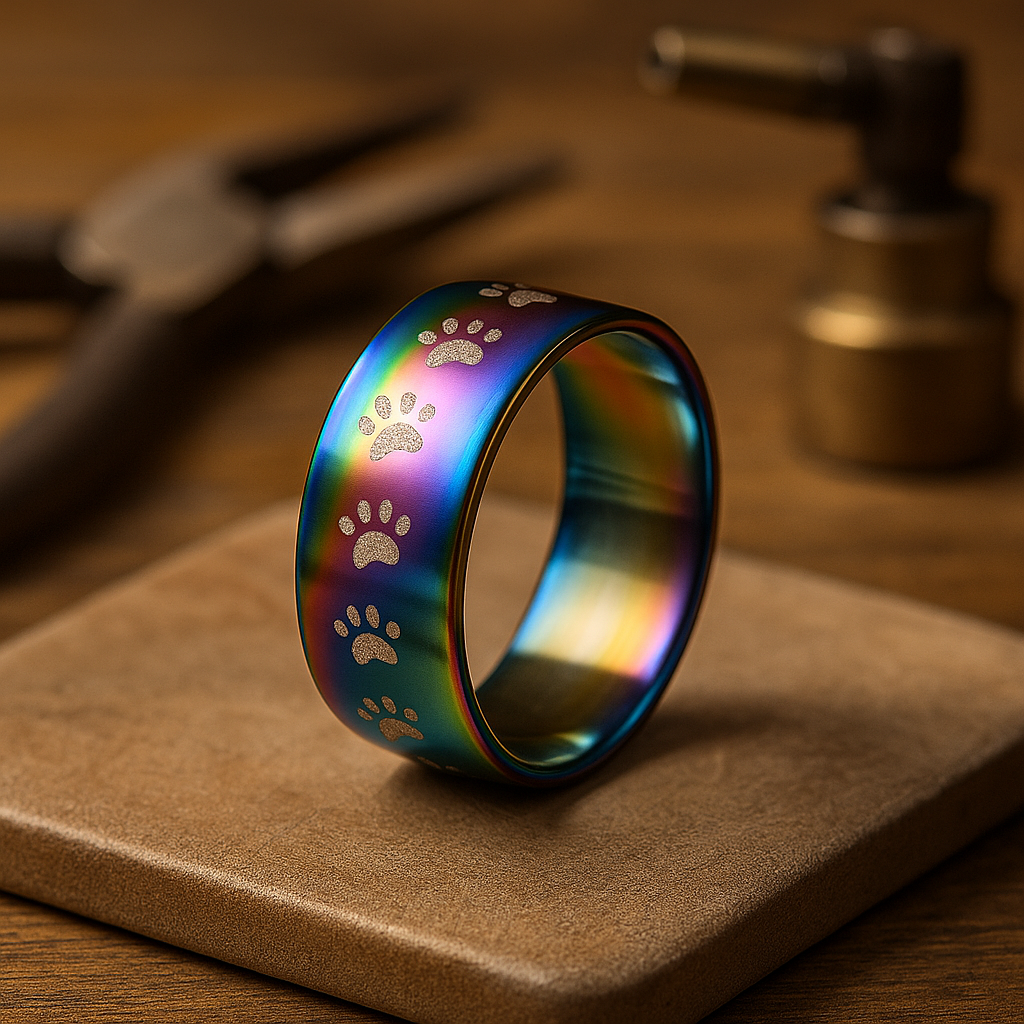 Rainbow Paw Print Ring