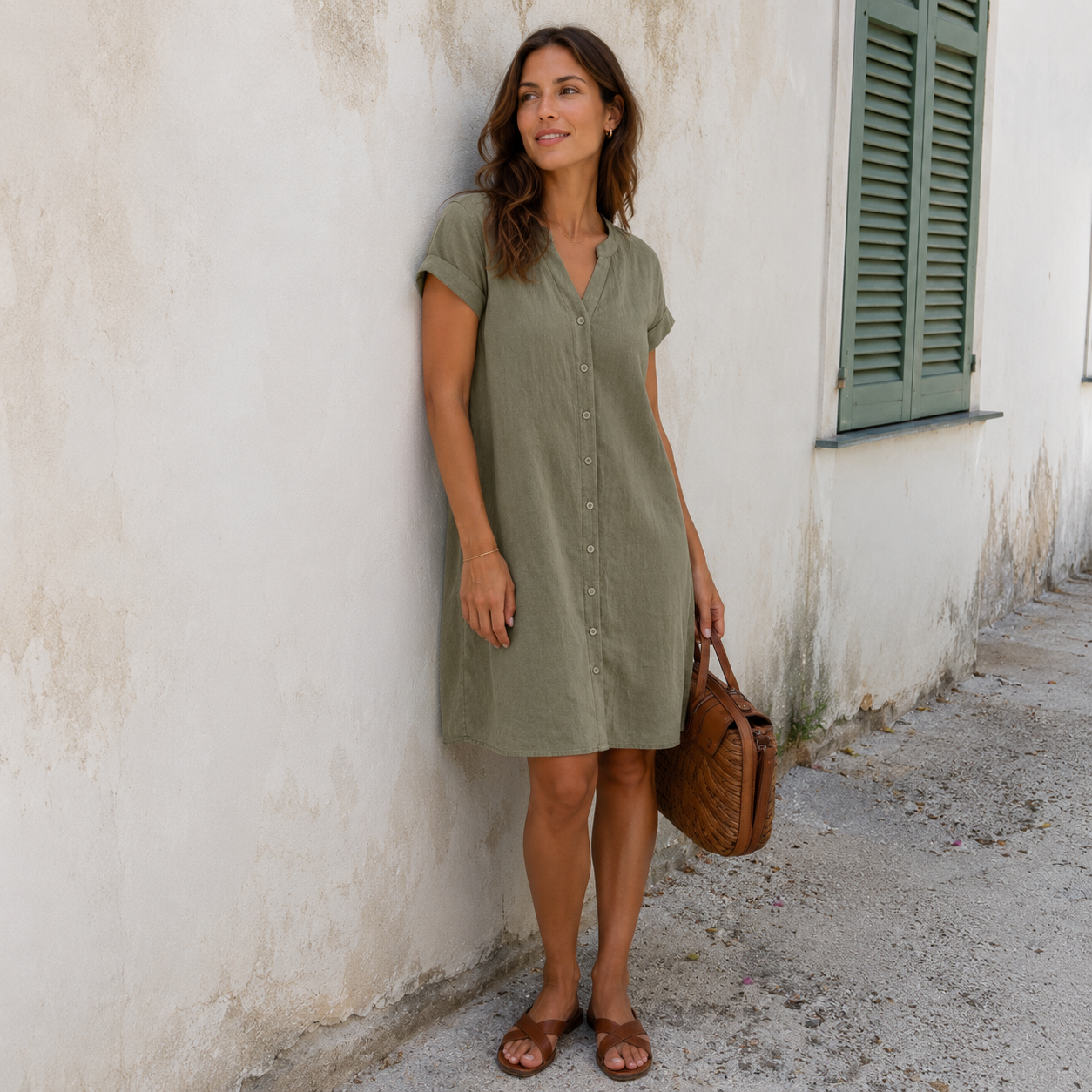 Tess™ | Elegant & Comfortable Linen Shirt Dress