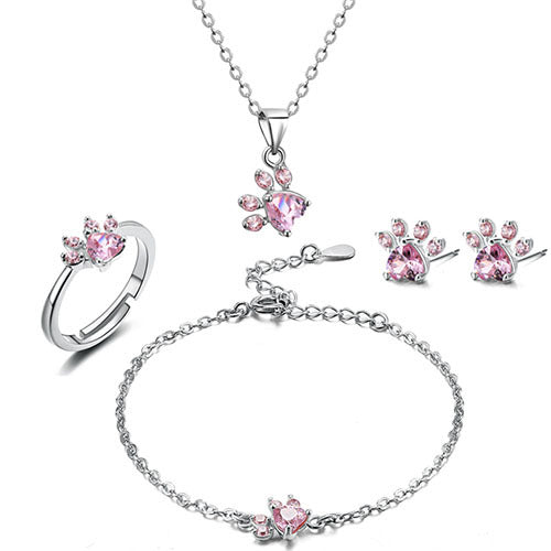 Rose Gold Paw Jewelry Set –