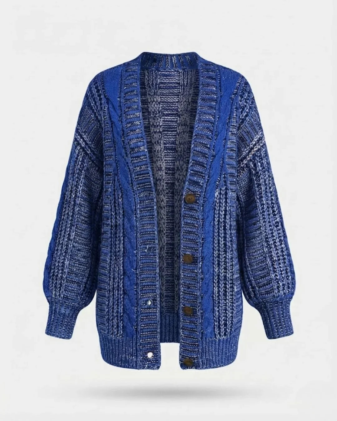 Hortense™ | Cable-Detail Buttoned Oversized Cardigan