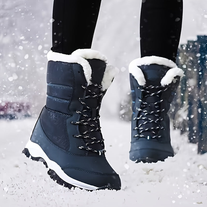 Clarice™ | Faux-fur cuff lace-up winter snow boots
