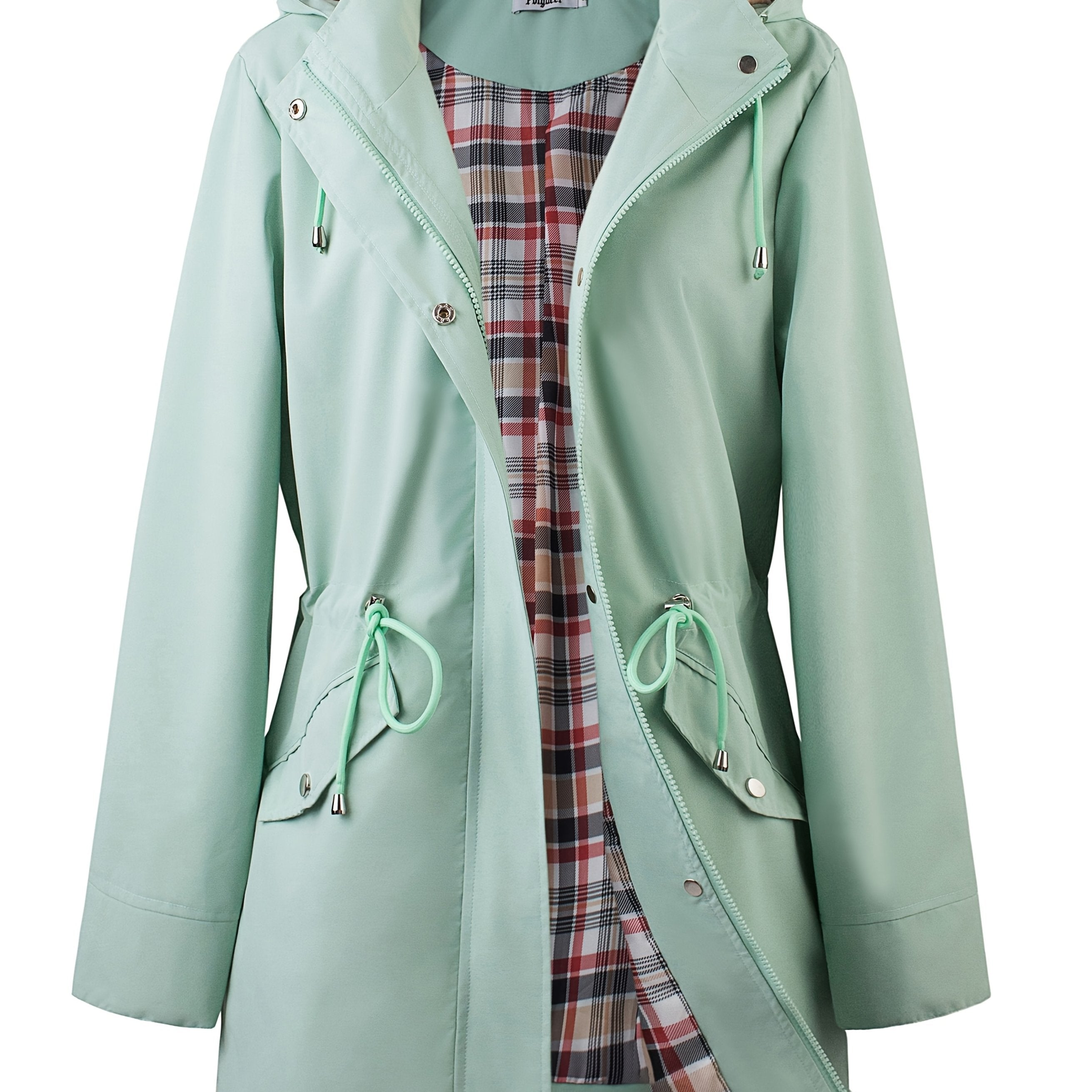 kouky™ | Waterproof Plaid-Lined Drawstring-Waist Parka Coat
