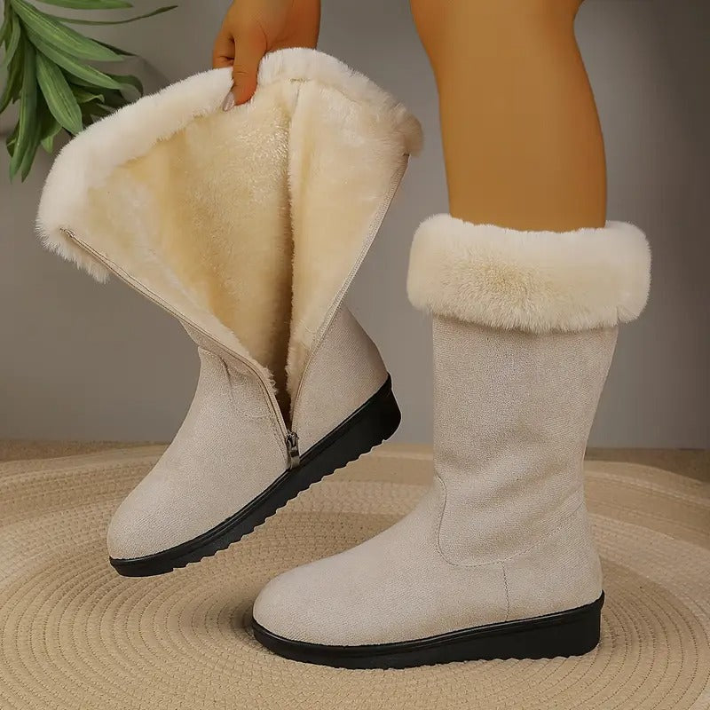 Sanela™ | Side-Zip Plush-Lined Mid-Calf Boots