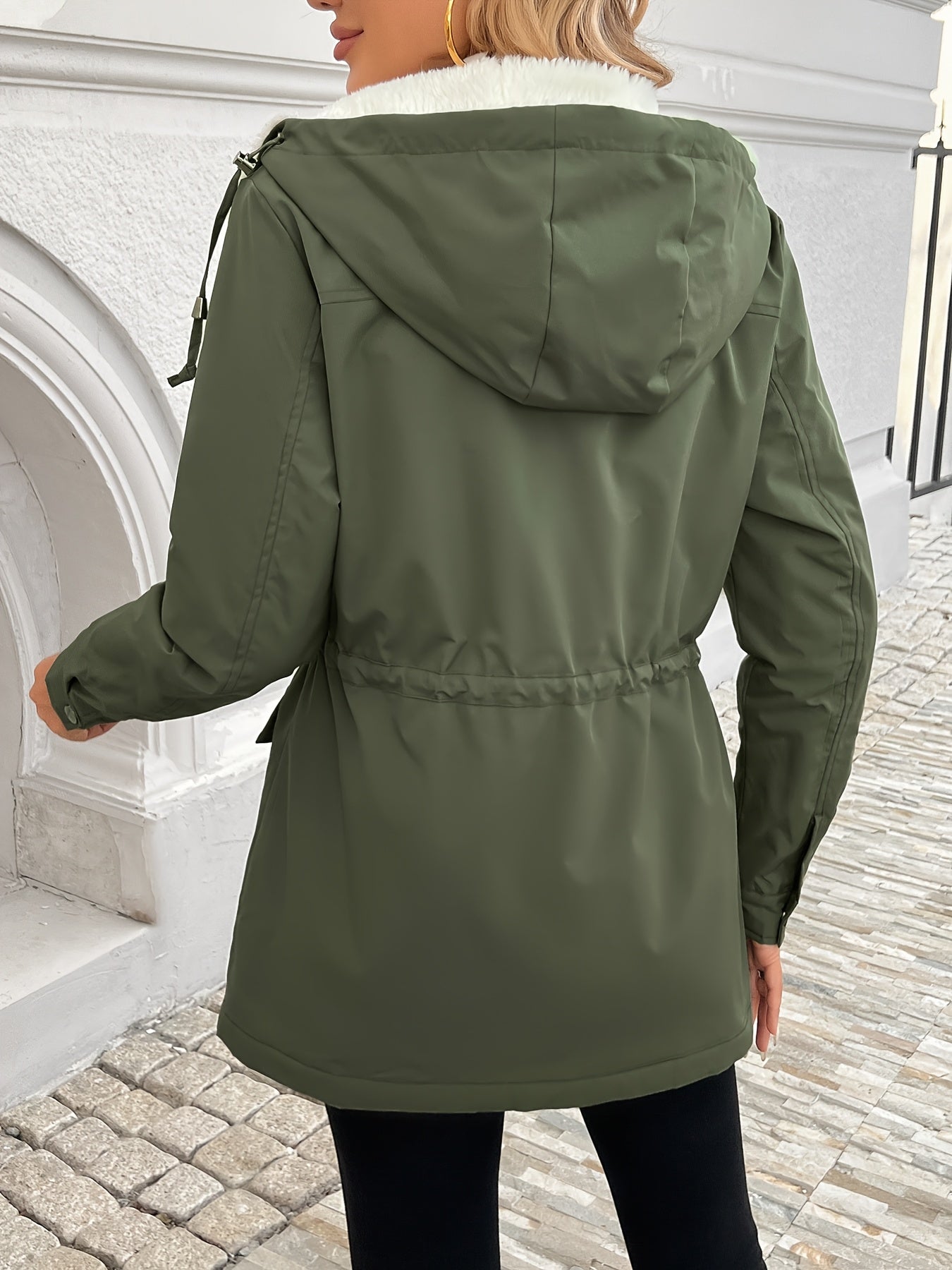 Vera™ | Sherpa-Lined Drawstring-Waist Parka Coat