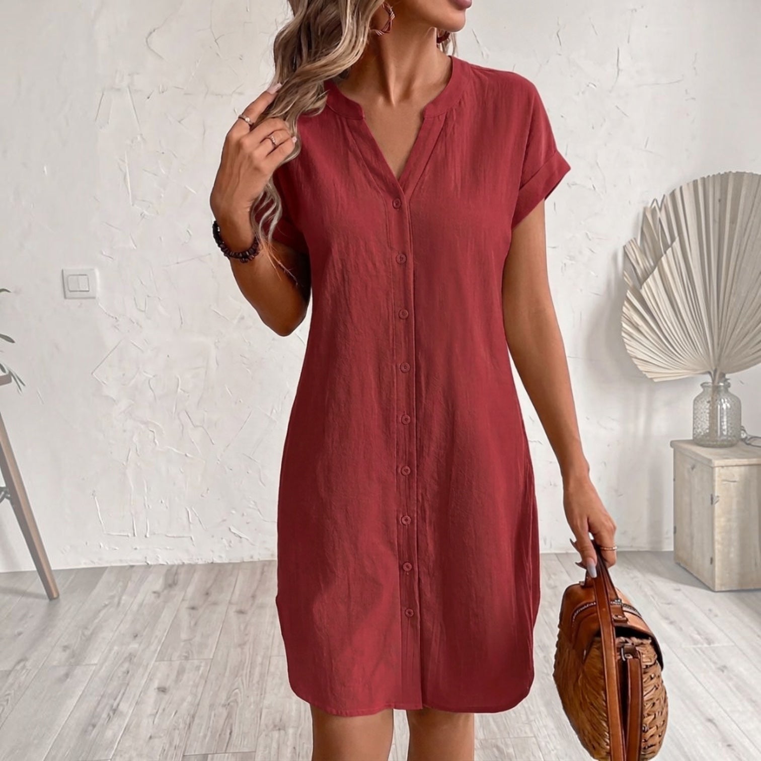 Tess™ | Elegant & Comfortable Linen Shirt Dress