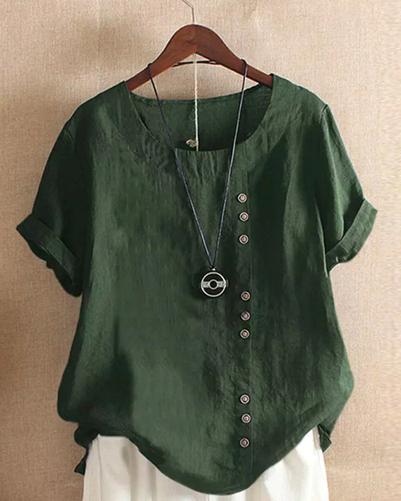 Asymmetrical Button Tunic Top