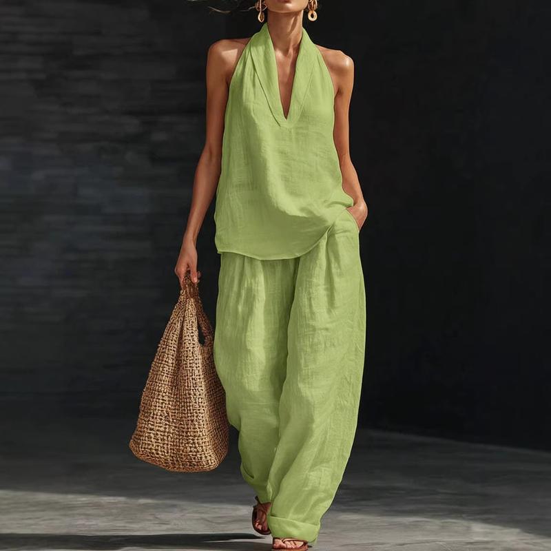 Federica | Elegant V-Neck Sleeveless Two-Piece Set