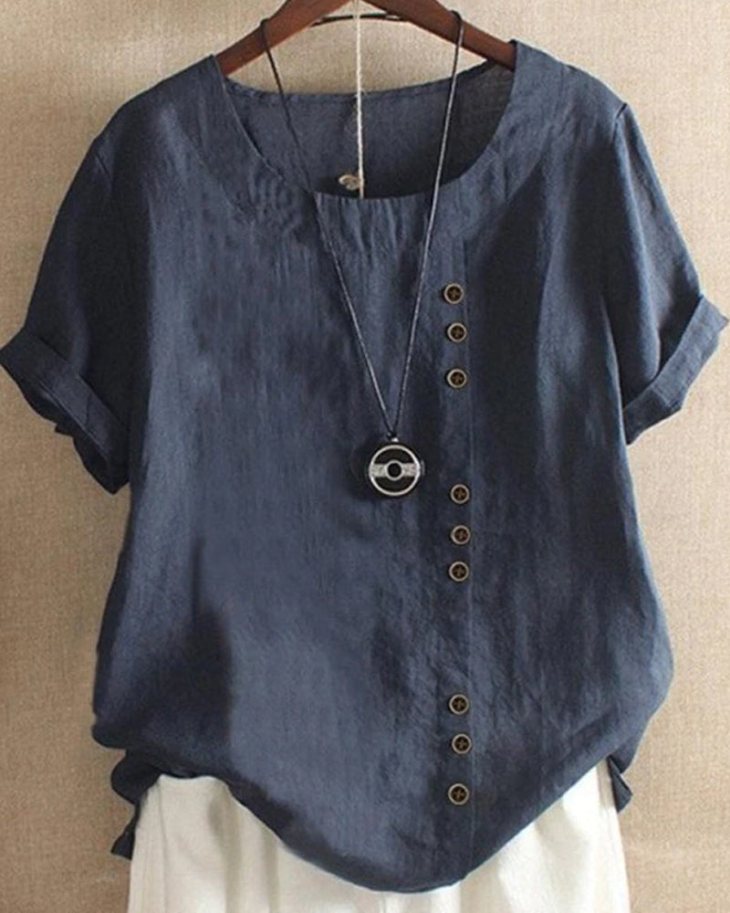 Asymmetrical Button Tunic Top