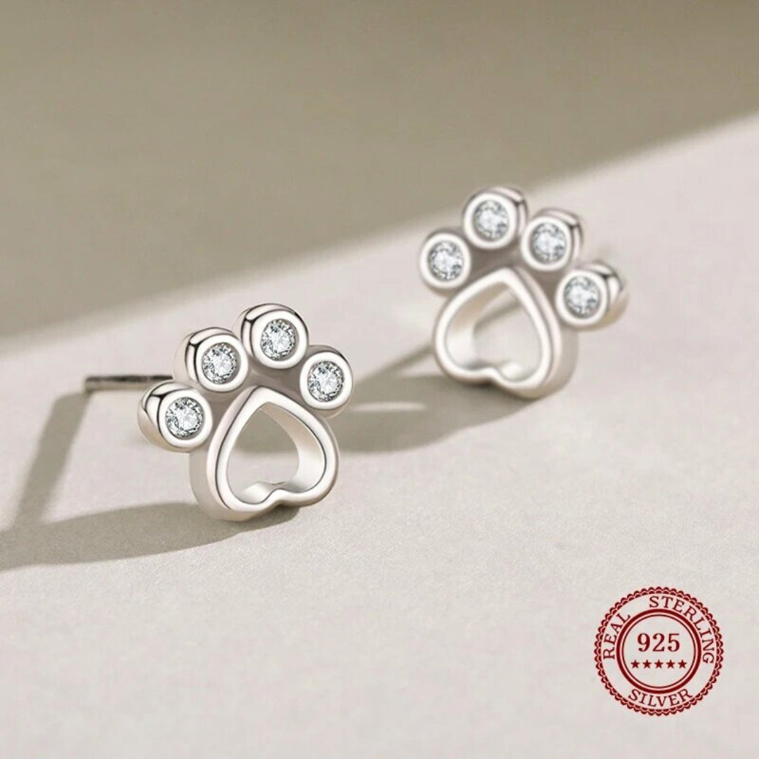 Paw Stud Earrings – With Sparkling Zirconia