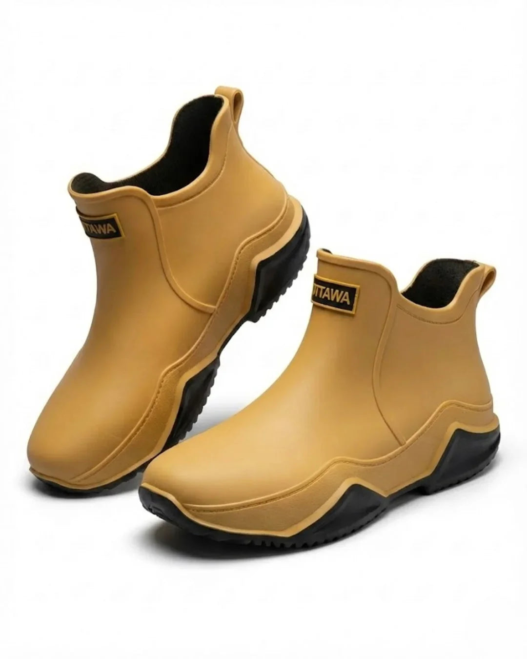 Amandine™ | Waterproof rubber lug-sole ankle rain boots