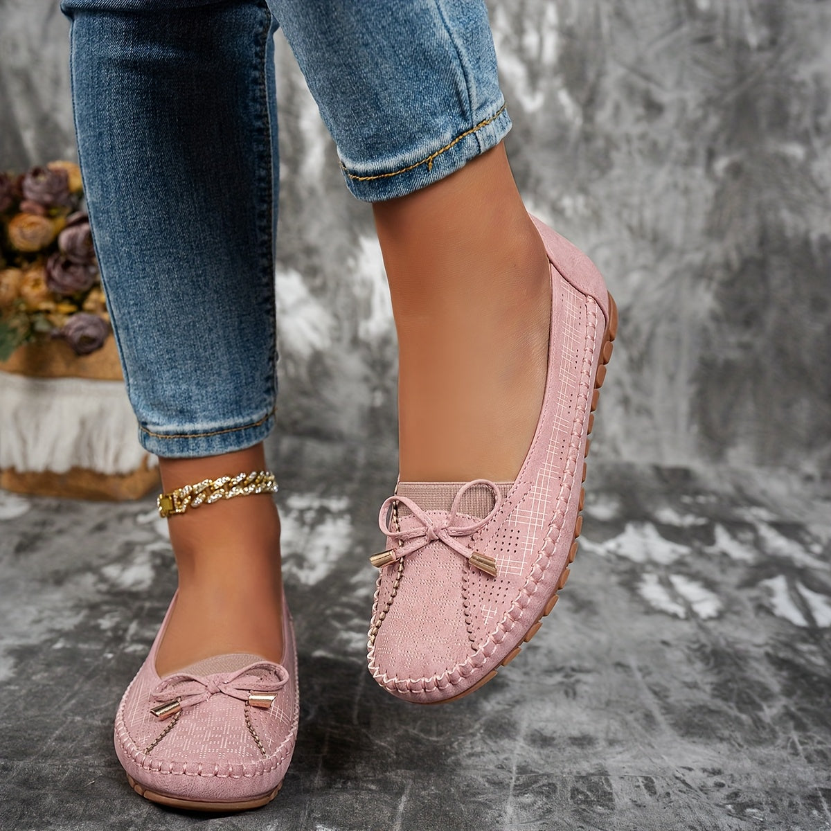 Sabine – Soft Comfort Loafers with Delicate Bow