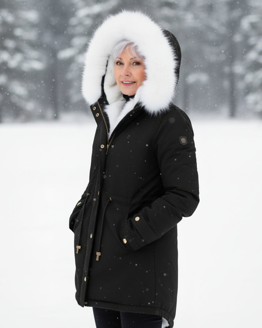 Ceridwen™ | Faux-fur hooded drawstring parka coat