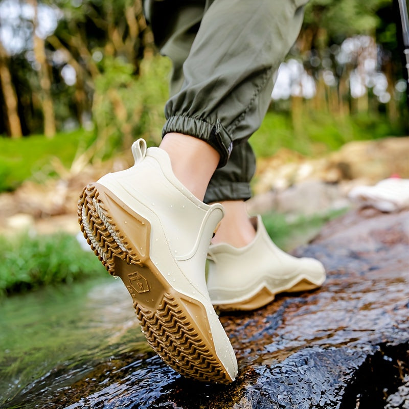 Amandine™ | Waterproof rubber lug-sole ankle rain boots