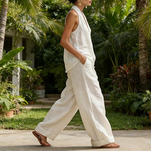 Federica | Elegant V-Neck Sleeveless Two-Piece Set