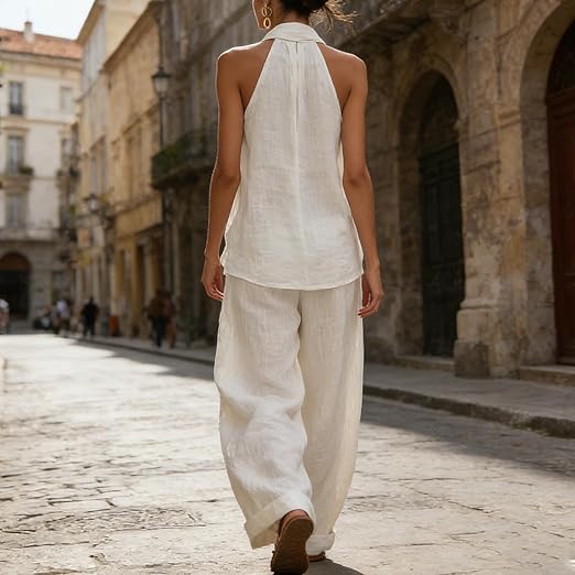 Federica | Elegant V-Neck Sleeveless Two-Piece Set