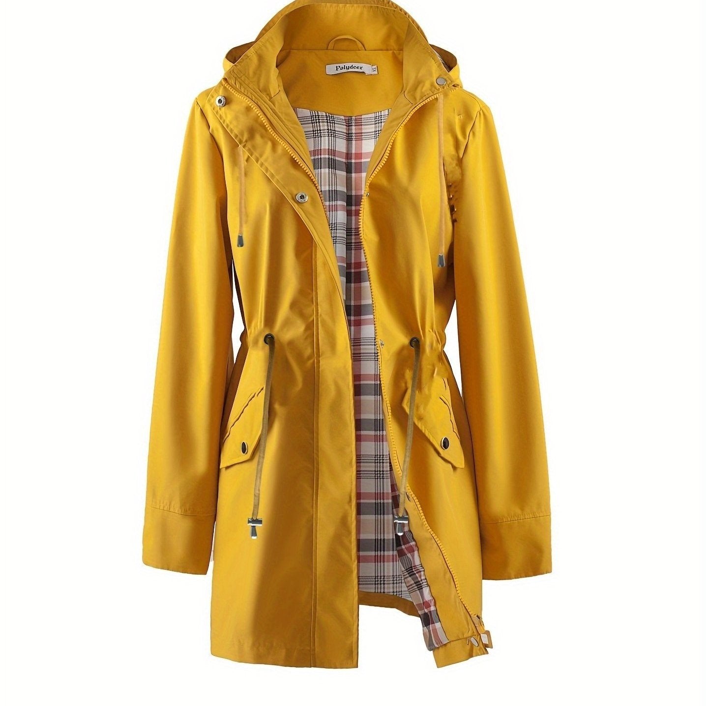 kouky™ | Waterproof Plaid-Lined Drawstring-Waist Parka Coat