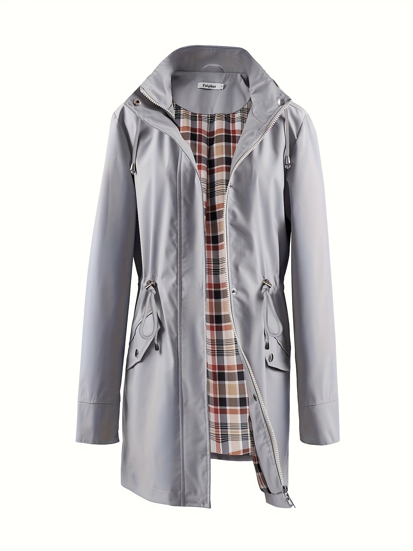 kouky™ | Waterproof Plaid-Lined Drawstring-Waist Parka Coat