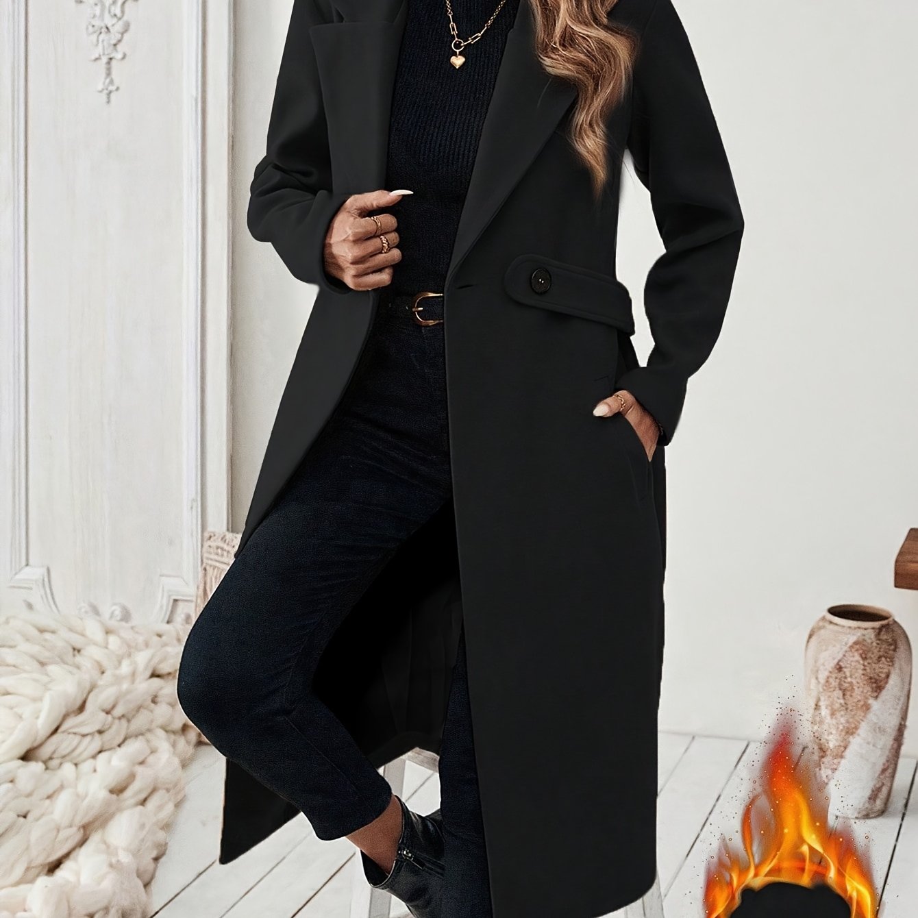 Mery™ | Notched-Lapel Button-Tab Tailored Coat