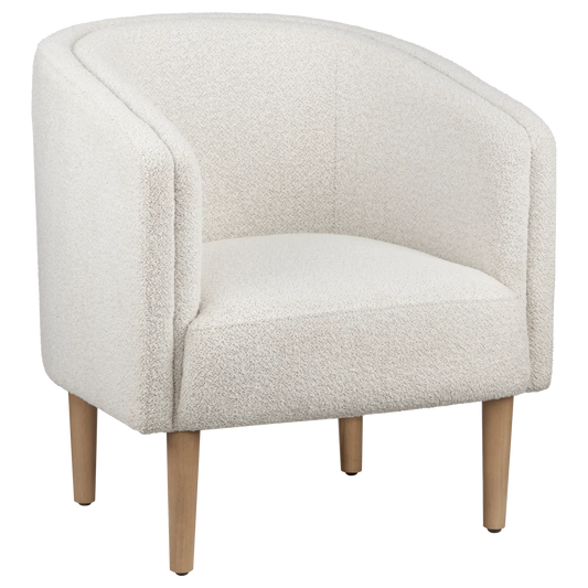 Soft fabric and wooden legs accent chair in oatmeal