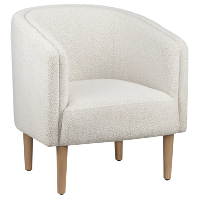 Soft fabric and wooden legs accent chair in oatmeal