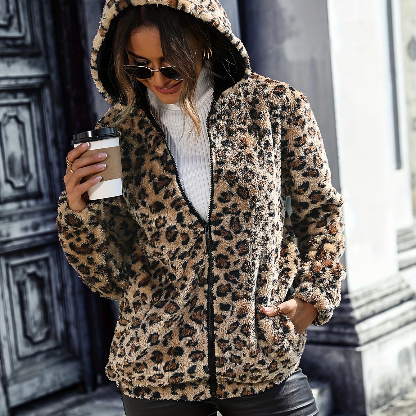 Leopa™ | Hooded Teddy Coat with Zipper