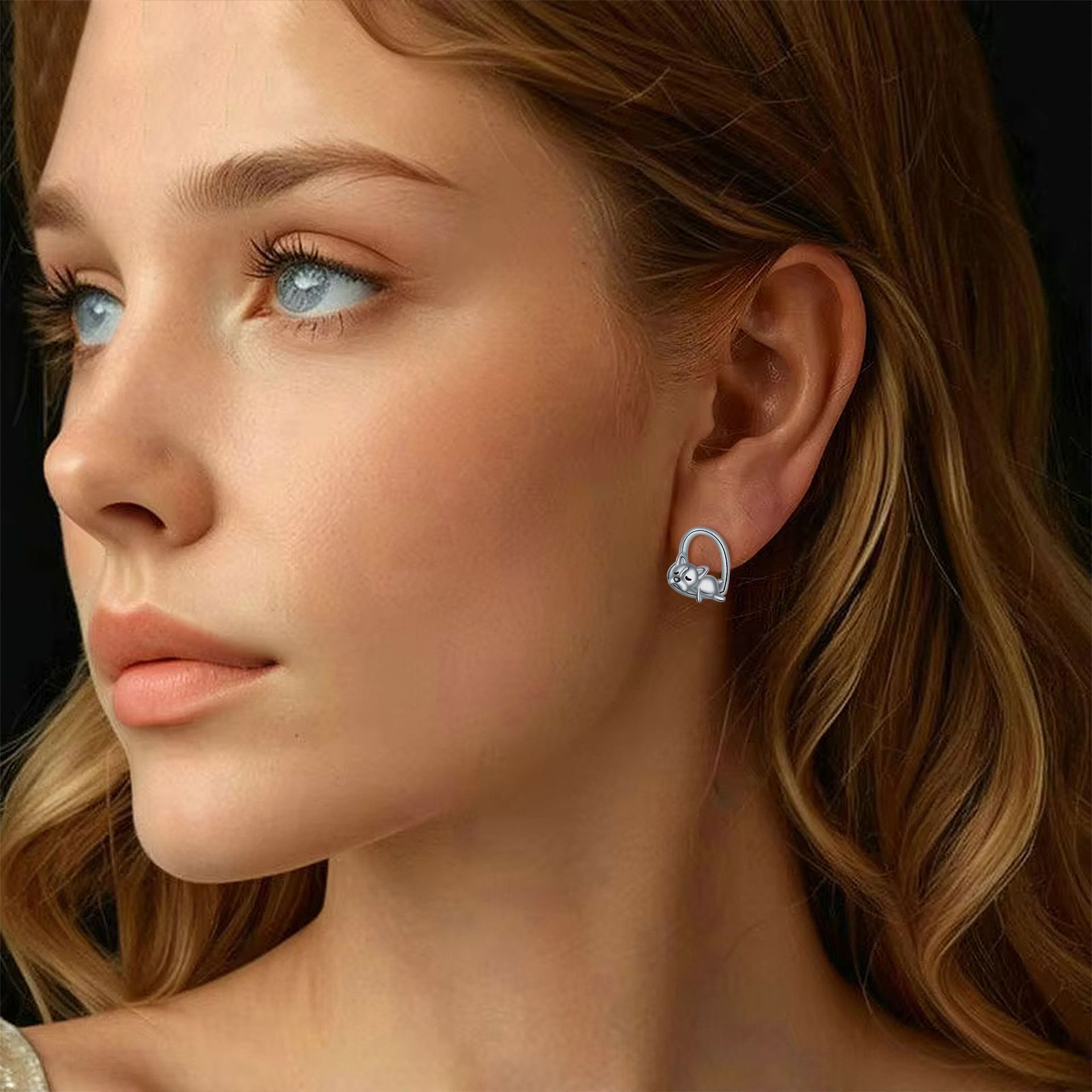 925 Sleeping Puppy Stud Earrings