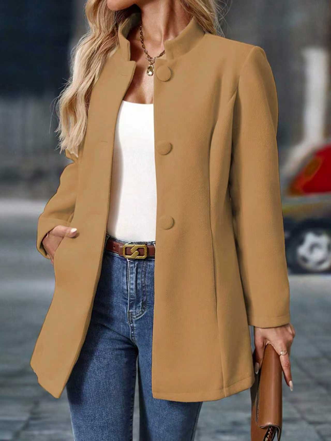 Joliette™ | Stand Collar Single Breasted Tailored Coat