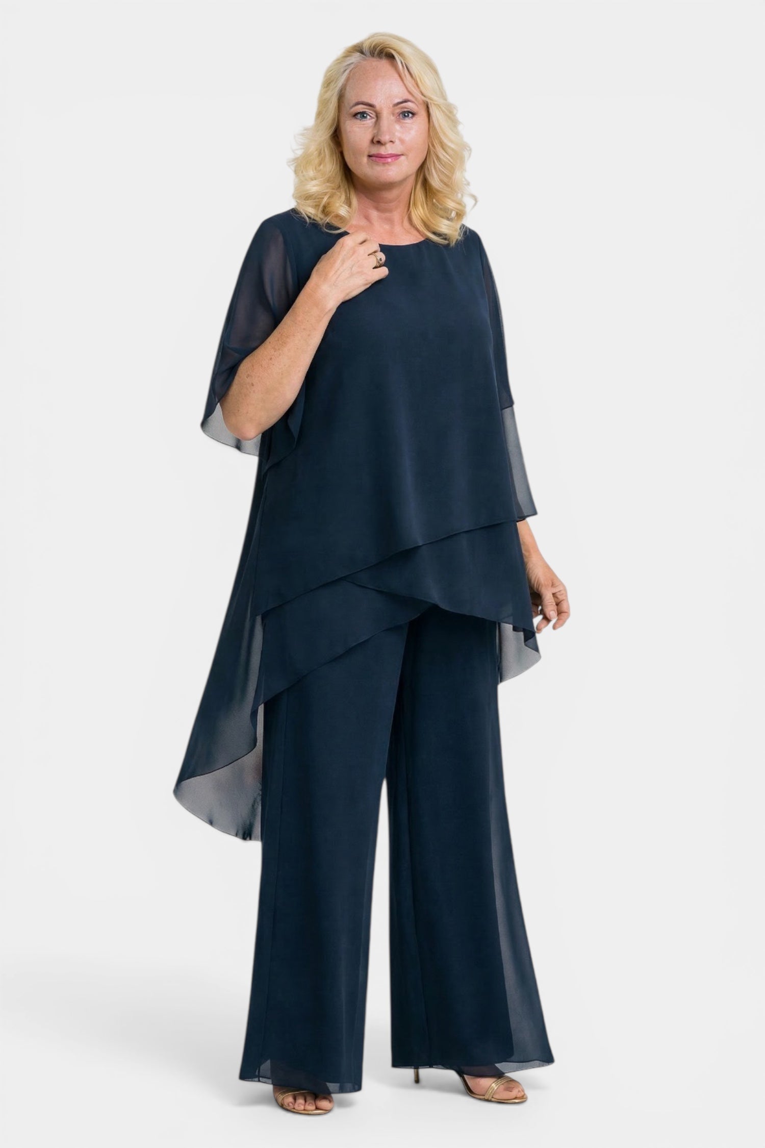Elegant Chiffon Layered Pant Set