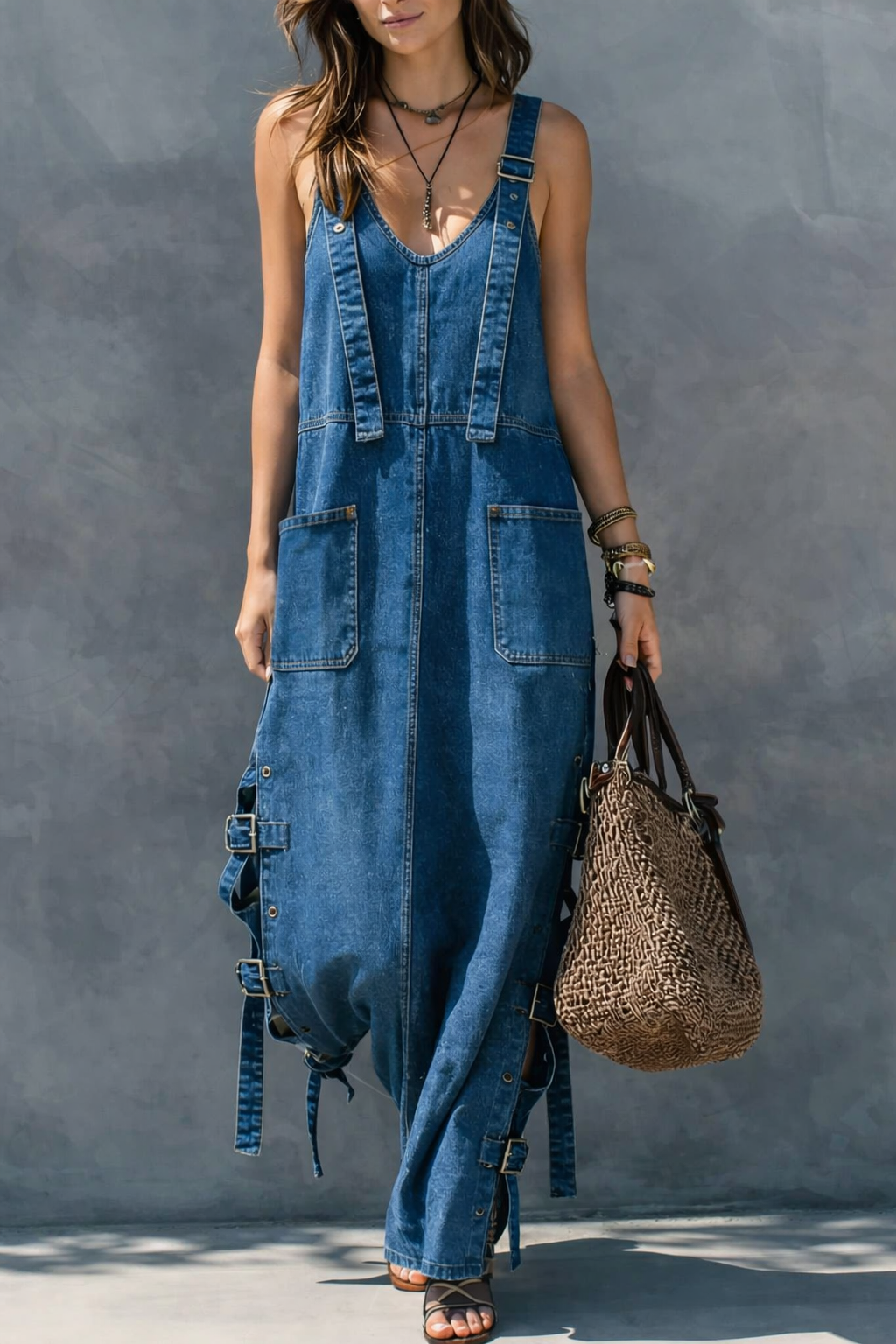 Harper™ | Relaxed Denim Jumpsuit with Elastic Waist