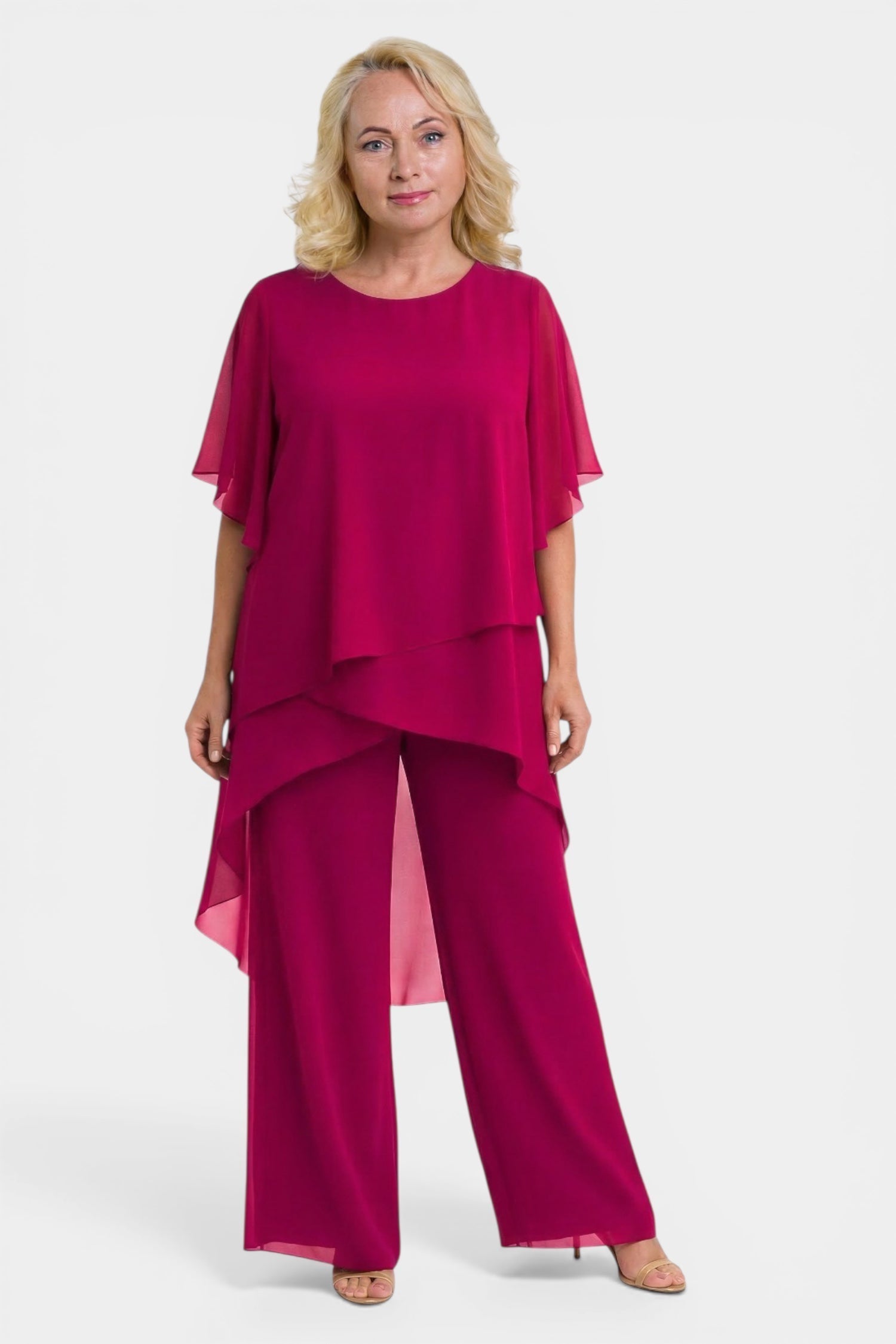 Elegant Chiffon Layered Pant Set