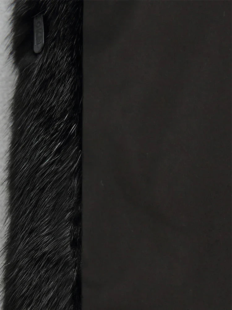 Eudora™ | Black hooded fur swing coat
