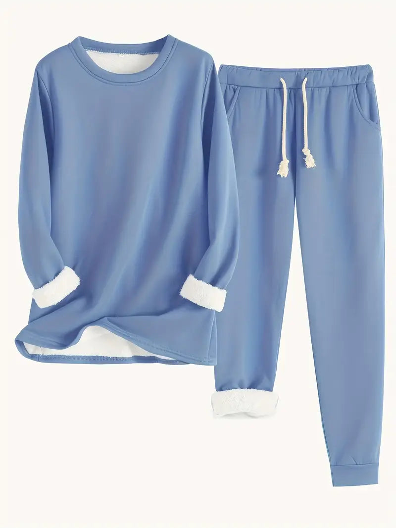 Dominika™ | Plush-lined cuffed sweatshirt jogger set