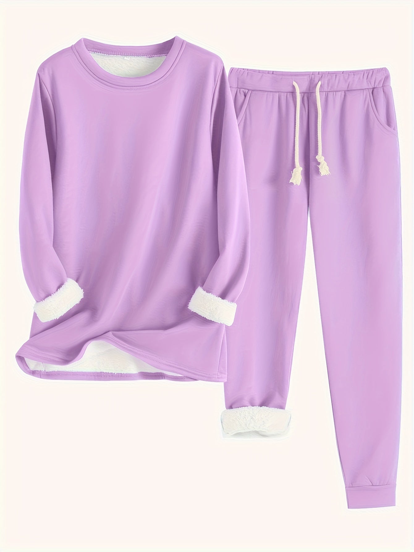 Dominika™ | Plush-lined cuffed sweatshirt jogger set
