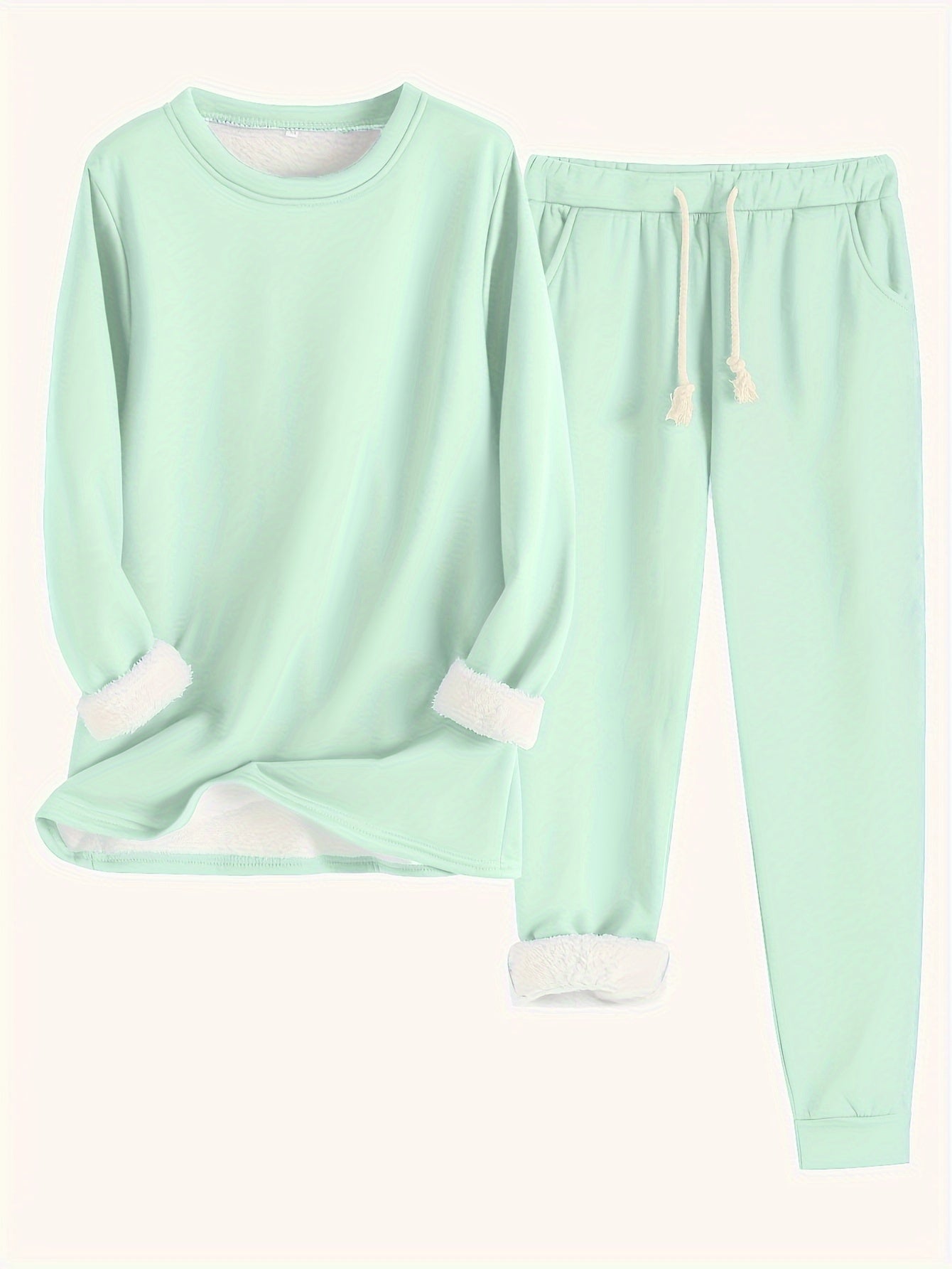 Dominika™ | Plush-lined cuffed sweatshirt jogger set