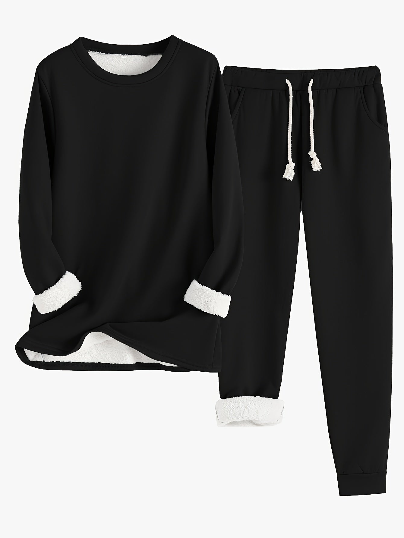 Dominika™ | Plush-lined cuffed sweatshirt jogger set